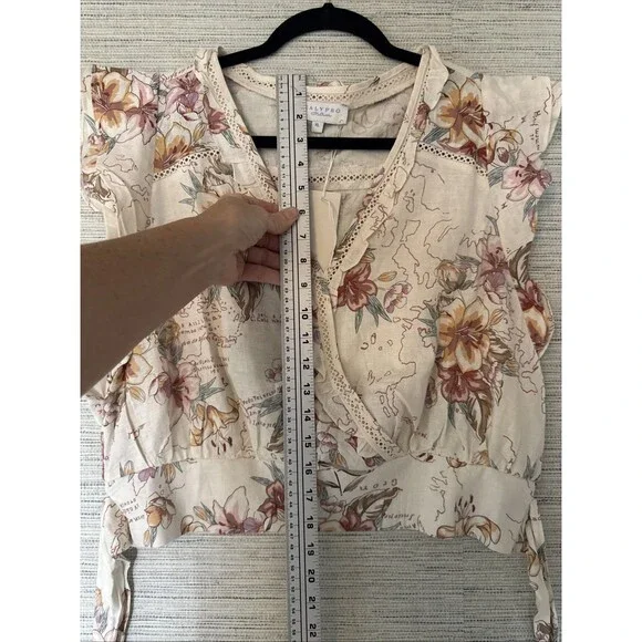 Calypso St Barth Bohemian Floral Romance  Wrap Blouse Flutter Cap Sleeve  XL NWT - Picture 5 of 9